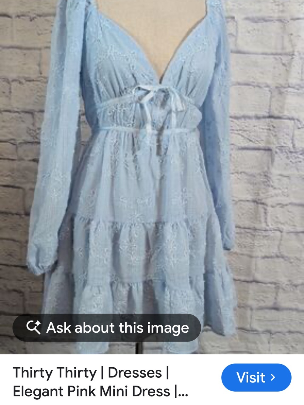 Thirty Thirty Light Blue baby doll mini dress medium